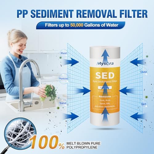 NSF Certified 2 Stage 5 μm 10" x 4.5" Whole House Water Filter Cartridges, Sediment and CTO Carbon Block Water Filter Compatible with WGB21B, FP15B, FC15B, GE FXHTC, GXWH40L, Wrench Included - Image 3