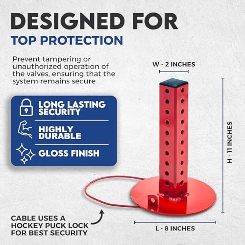 OS&Y Valve Stem Protectors, Adjustable Fit for OS&Y Stems 4" H to 10 3/4"H Stems, Fits 2 1/2" to 10" Diameter Pipes - Removable Cap for Taller Stems, Weather-Resistant Protection - Image 3