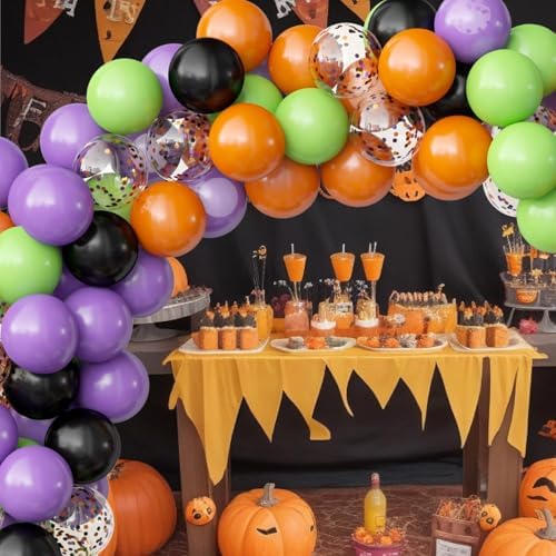 OuMuaMua 62PCS Halloween Party Balloons Decorations, 12 Inch Black Orange Green Purple Balloons Confetti Balloons for Kids Halloween Party Decorations Birthday Baby Shower Bachelorette Favors Supplies - Image 5
