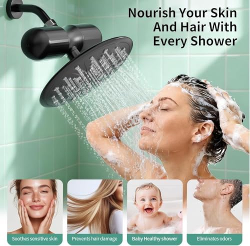SR SUN RISE Duo Shower Filter – NSF Certified Shower Filter for Chlorine Reduction, Lead-Free, Easy Installation, High Flow, Nourish Hair & Skin, Matte Black - Image 3
