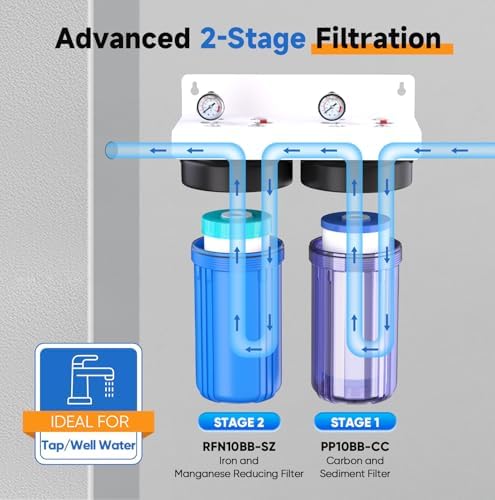 PUREPLUS 2-Stage Whole House Water Filter, Clear Housing, Iron & Manganese - Image 5