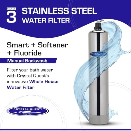 Crystal Quest Smart + Fluoride + Softener | Whole House Inline Water Filter | Stainless Steel | Manual Backwash - Image 2