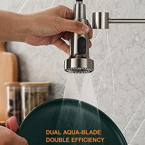 TIORIY Pull Down Spray Head Replacement - for Kitchen Faucet Sprayer Head with 15 Adapters, 3 Function Pull Out Faucet Spray Nozzle, Brushed Nickel - Image 6