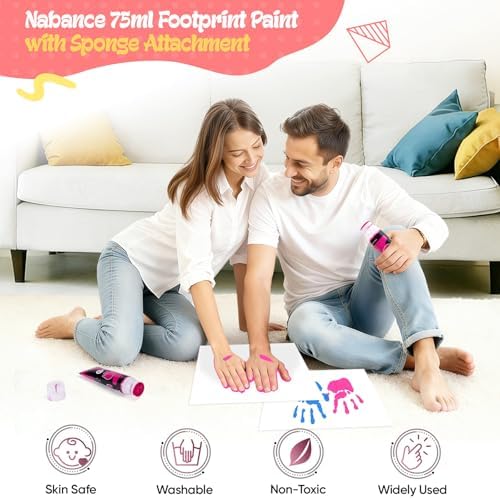 Baby Hand and Footprint Paint, Sponge Head, Baby Safe Paint, Hot Pink - Image 2