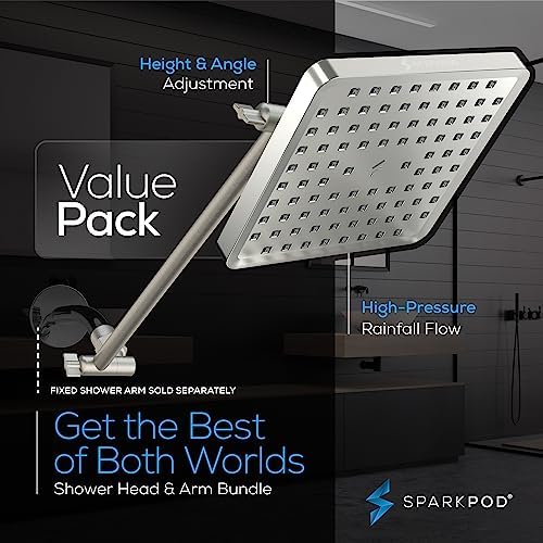 SparkPod 8" Square Rain Shower Head with 16" Shower Arm - Image 3