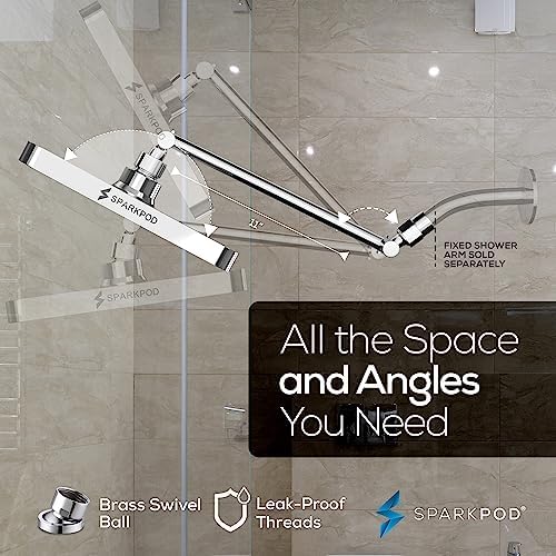 SparkPod Square Rain Shower Head, High Pressure, Extension Arm, 8" Chrome - Image 5