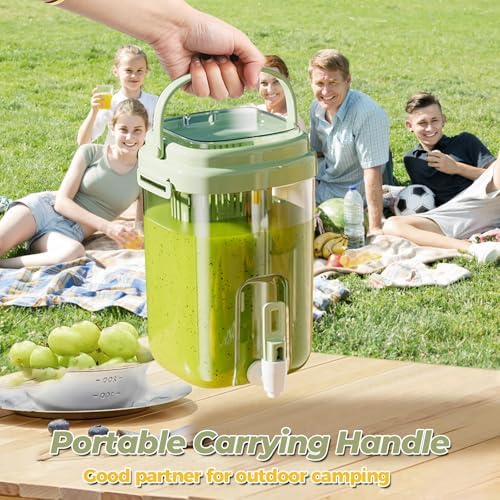 Fridge Water Pitcher with Spout & Fruit Infuser – 2L BPA-Free Cold Drink Dispenser with Handle for Juice, Tea, Lemon Water – Portable Jug for Camping, Picnic, Party (Yellow) - Image 6