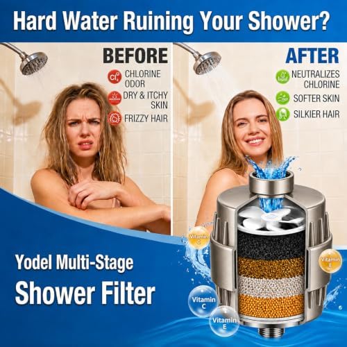 Yodel Shower Filter Brushed Nickel - Shower Head Filter for Hard Water - Water Softener to Remove Chlorine and Fluoride,Improve Hair and Skin Condition - Image 2
