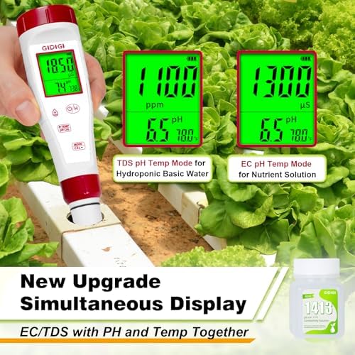 pH Meter for Hydroponic Water,Digital EC ppm Tester for Nutrients - Image 2