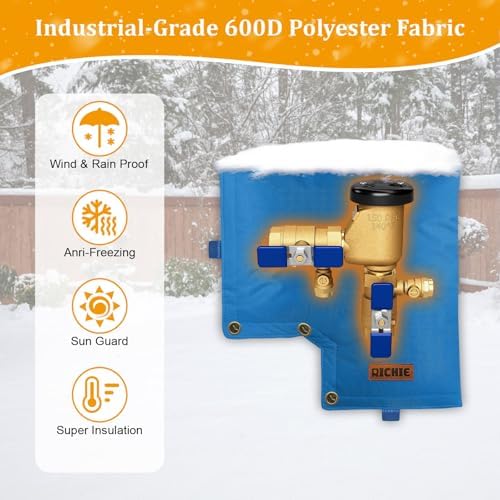 Backflow Preventer Insulated Cover (5°F) for Winter Freeze Protection, 13" W x 12" H Thickened Pressure Vacuum Breaker & Well Pump Cover, Outdoor Waterproof Insulation Pouch for Sprinkler Valve, Blue - Image 5
