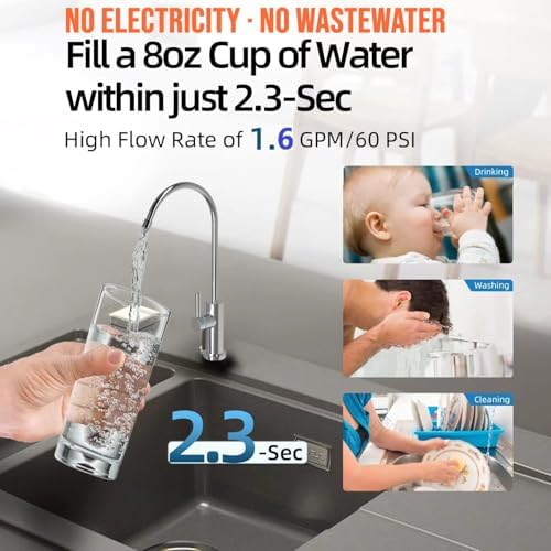 0.01μm Under Sink Water Filter, Multi-Stage Ultra Filtration for Baçtёria, Chlorine & Odor Reduction, 9K Gal/2-Yr, Easy Install with Dedicated Faucet, WU2.SH01-Y - Image 4