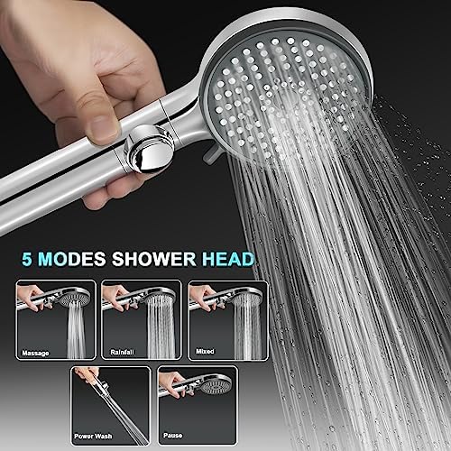 RV Shower Head with Hose, High Pressure 5 Mode Shower head Replacement, Showerheads for RV/Campers, Travel Trailer, Motorhome for Water Saving, Handheld Shower Head Holder and Hose, On Off Switch - Image 2