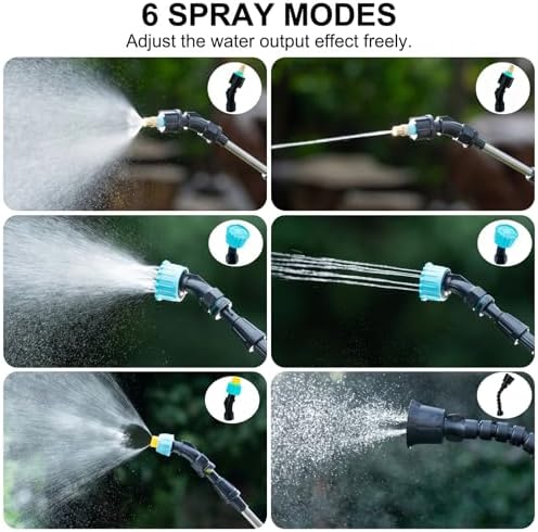 Rechargeable Cordless Pump Sprayer, Electric Watering Wand with 32.8FT Hose 6 Spray Modes Telescopic Wand, Battery Powered Sprayer for Garden Lawn Indoor Outdoor Plant Fertilizer Weed Cleaning - Image 6