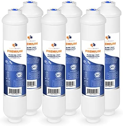 Aquaboon Premium Inline Post/Carbon Polishing Water Filter Catridge for Reverse Osmosis System Standard Size (Quick Connect Fiting) RO Water Filter Replacement Compatible with ICF-10 6-Pack by Aquaboon