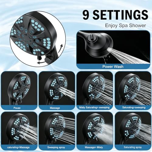 BESAQUO 9 Settings High Pressure Filtered Shower head with Handheld - Image 6
