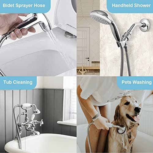 OFFO Shower Hose, 48 Inch Bidet Hose High Pressure Explosion Proof Toilet Hose for Bidet Sprayer Stainless Steel Electroplating Handheld Shower Hose Flex Hoses with Woven Inner Tube, Chrome - Image 7