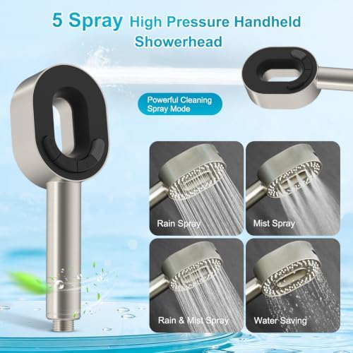 Hibbent Filtered Showerhead with handheld, High Pressure 5 Sprays Shower - Image 2