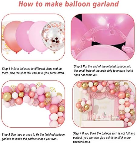 Amandir 164Pcs Rose Gold Pink Balloons Garland Arch Kit - Image 4