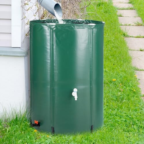 100 Gallon Collapsible Rain Barrel, Water Storage Tank, Portable Rainwater Collection System, Rain Catcher Barrel with Two Spigots and Overflow Kit, Rain Water Barrel Collector for Garden, Green - Image 2