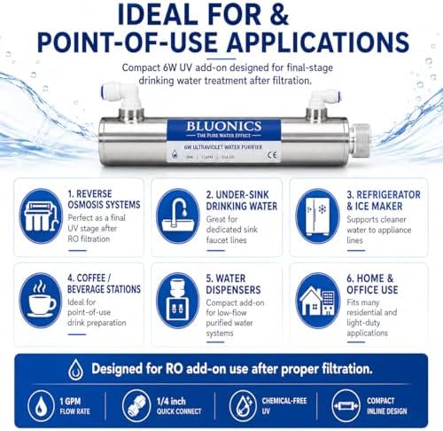 Bluonics Ultraviolet Light Water Purifier UV System for Reverse Osmosis Drinking Water System 0.5 GPM - Image 5