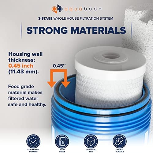 Aquaboon 3-Stage Whole House Water Filter System with 5 Micron 20x4.5 Reducing Sediment and KDF Heavy Metals Water Filter Purification Cartrige with Replacement Set - Image 6