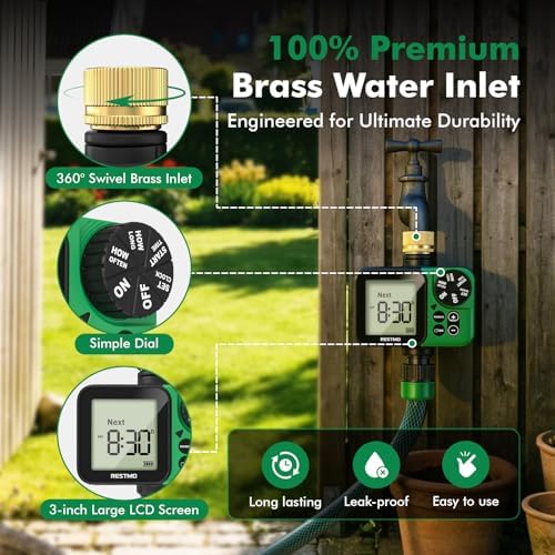 RESTMO Water Timer, Oversized LCD Sprinkler Timer with Brass Inlet - Image 6