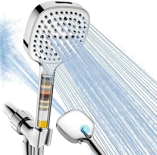Filtered Shower Head with Handheld, 7 Spray Shower Head Filters by Fitespot