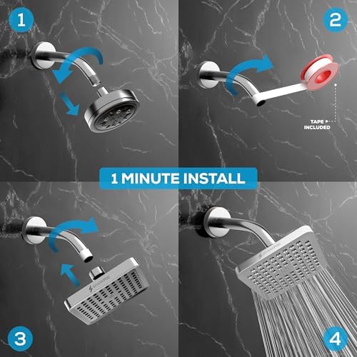 SparkPod Rain Shower Head, 6 Inch Square, Luxury Polished Chrome Finish - Image 5