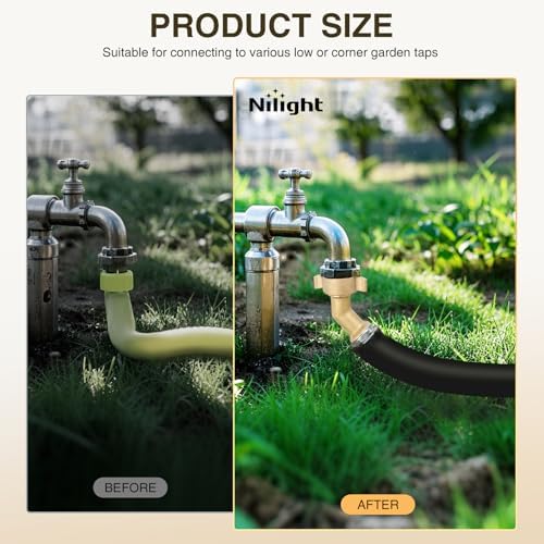 Nilight 45 Degree RV Hose Elbow, 3/4" Brass Water Connector Fitting - Image 3
