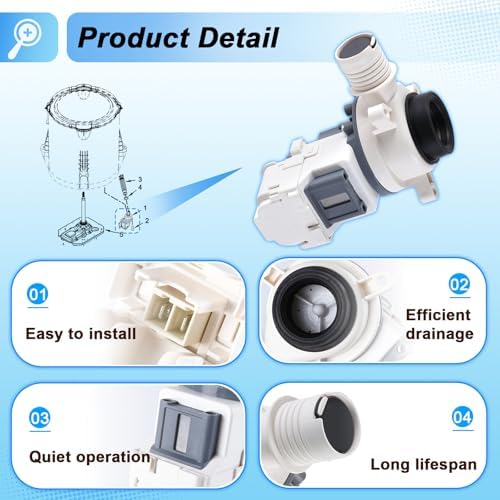 W11399437 Washer Drain Pump Assembly Compatible with Whirlpool Maytag Kenmore Crosley Washing Machine, Replacement PartPD00058225 W11259498 4961028 AP6974144 PS12731241 EAP12731241 - Image 5