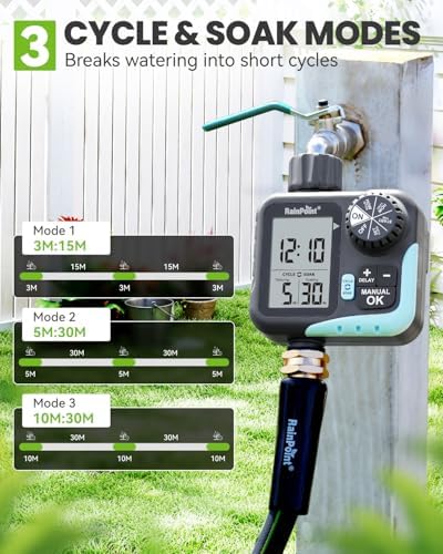 RAINPOINT Sprinkler Timer - Cycle & Soak Hose Timer for Garden Hose with Automatic Watering/Manual Watering/Rain Delay, Programmable for Irrigation System, Lawn, Yard, Outdoor - Image 5