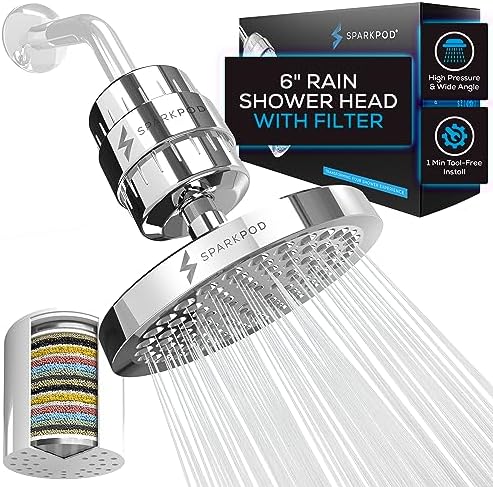 SparkPod Filtered Shower Head, 23-Stage, 6" Round, Polished Chrome by SparkPod