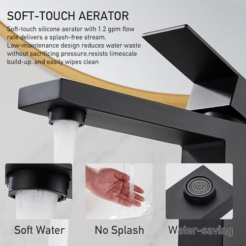 AVSIILE Matte Black Vessel Sink Faucet, 1 Hole Single Handle Tall Faucets - Image 5