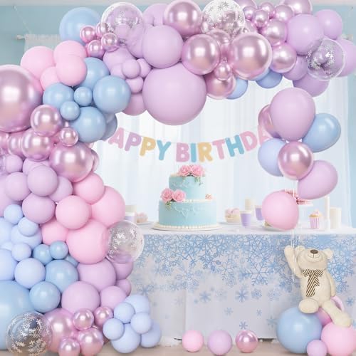 Amandir 153pcs Pink Purple Blue Balloons Arch Garland Kit Different Sizes - Image 4