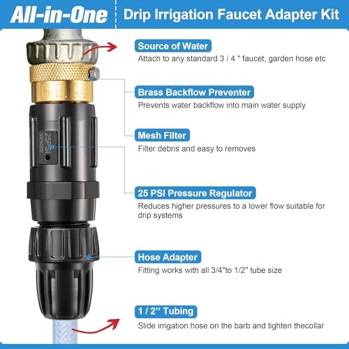 1 PC 25PSI Drip Irrigation Faucet Adapter Kit 1/2" Tubing to 3/4" Faucet - Image 3