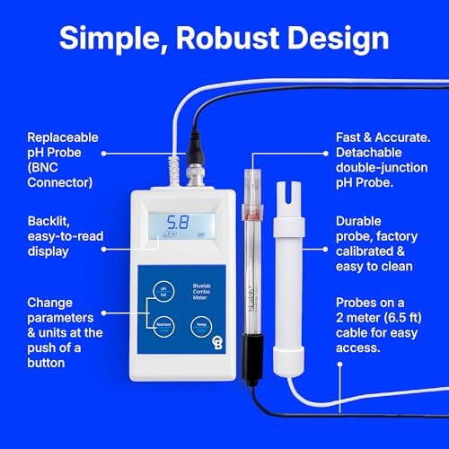 Bluelab Combo Meter for pH, Temperature & Conductivity in Water - Easy Calibration, Digital EC/TDS/PPM Tester for Hydroponics & Indoor Plants (METCOM) - Image 3