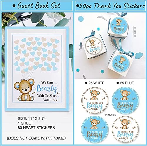 Teddy Bear Baby Shower Decorations for Boy - 210 Pc We Can Bearly Wait Party Kit with Blue Brown Balloons, It's a Boy Banner, Bear Garland, Guest Book, Mama to Be Sash, Fans, Lanterns & Games - Image 5