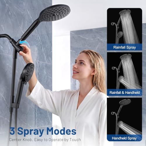 MakeFit Dual Filtered Rain Shower Head Combo, High Pressure Handheld Shower Head with Adjustable Bar - Rainfall Shower Head And Showerhead with Filter for Hard Water - Removes Chlorine - Image 5