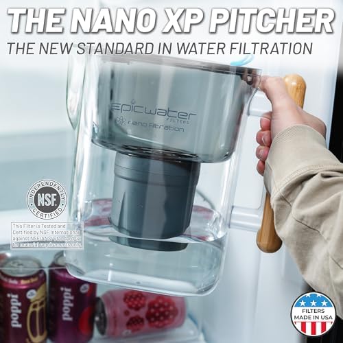 Epic Nano XP | Water Filter Pitchers for Drinking Water | 10 Cup | 150 Gallon Filter | Gravity Water Filter (Black & Bamboo) - Image 2