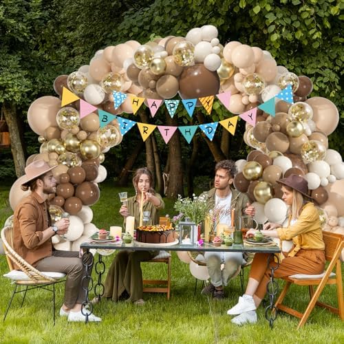 136pcs Brown Balloon Arch Kit, 18 12 10 5 inch Dark Brown Nude Gold - Image 4