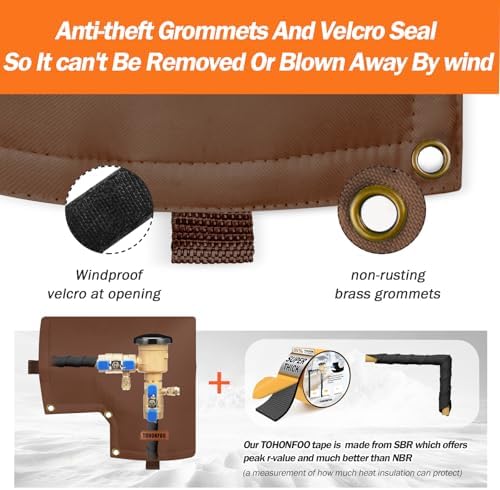 Backflow Preventer Insulation Cover for Vacuum Breaker, 13"W x 12"H, Brown - Image 6