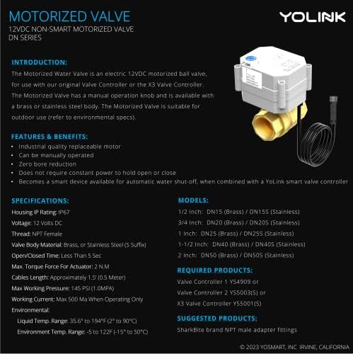 YoLink Water Shutoff Kit: 1.25" Brass Ball Valve + X3 Valve Controller - Image 4