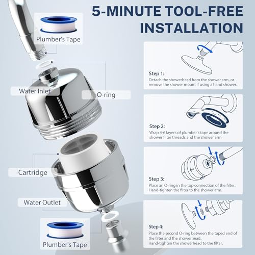 iSpring SF3S 33-Stage Universal Shower Head Filter for Hard Water, Chrome - Image 5