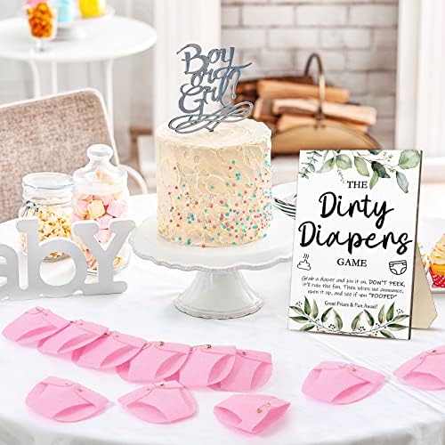 Roowest 51 Pcs Dirty Diaper Baby Shower Games, Greenery Pink - Image 6