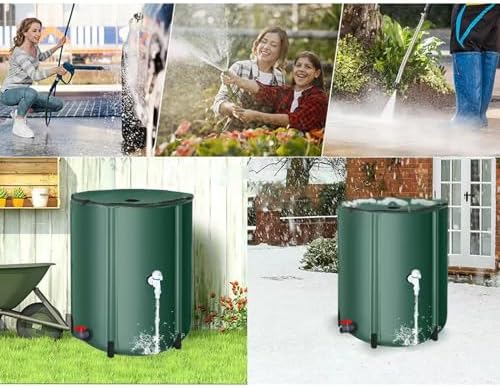 Collapsible Green Rain Barrel 750L with Stand Tap and Zipper Cover Garden Water Collection System - Image 6