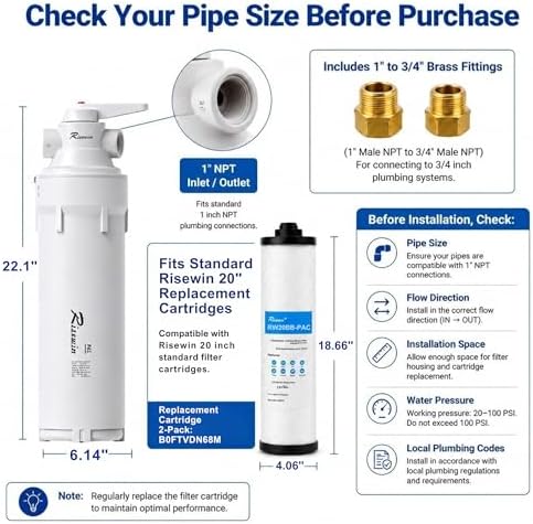 20" Whole House Filter Housing, 16 GPM, 4-Mode Bypass Valve - Image 5