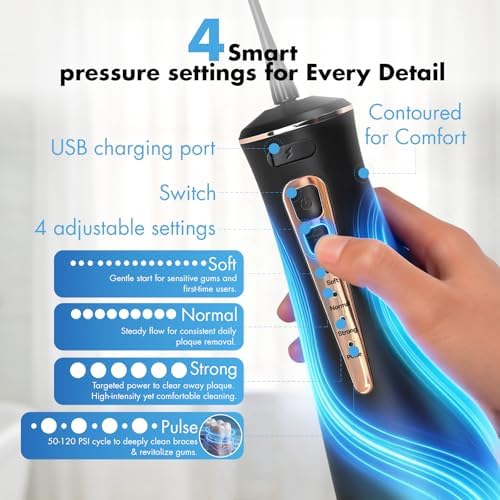 Cordless Water Flosser: C15 Portable Dental Irrigator, Black - Image 6