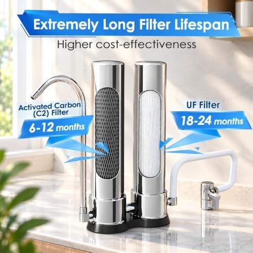 VORTOPT F9 Countertop Water Filter, Stainless Steel Water Filter for Sink - Image 3