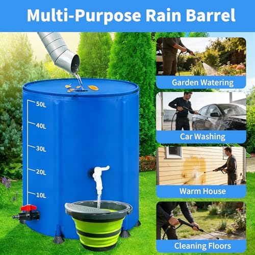 Portable Foldable Outdoor rainwater Barrel for Spring & Summer use. Ideal for Garden Irrigation, Courtyard Cleaning and Emergency Water Storage, Various (Blue, 382L/100.91GAL) - Image 5