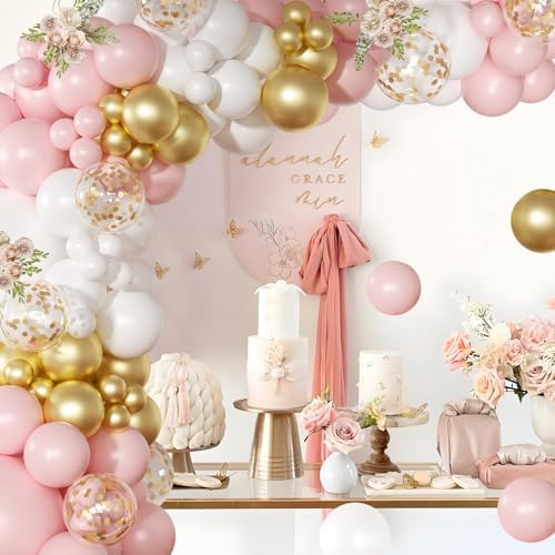 Pink White Gold Balloon Arch Kit, 138Pcs Birthday Decor - Image 2